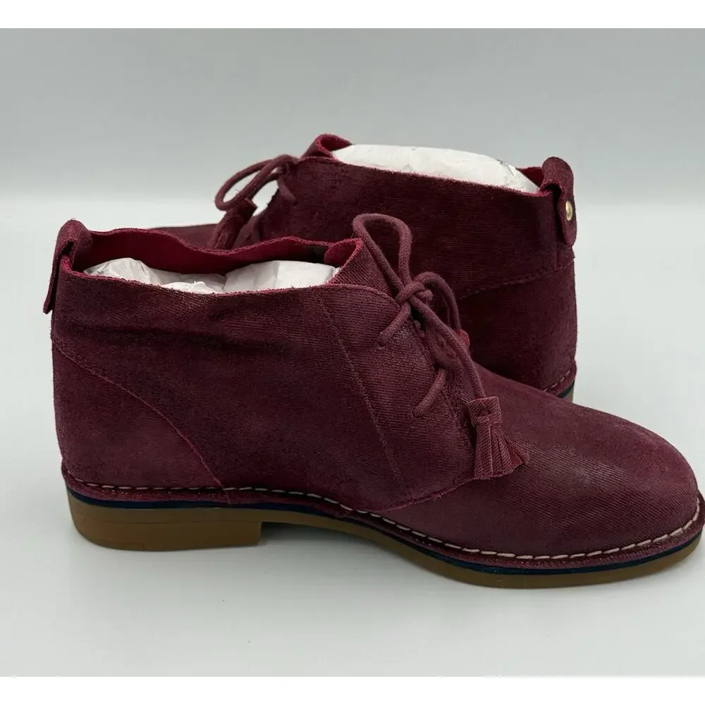 Hush Puppies Women's Suede Ankle Boots Burgundy Wide 9W Lace Up Tassel Comfort - Picture 5 of 12